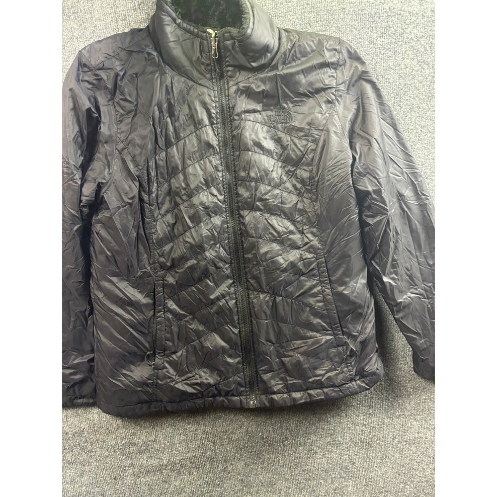 The North Face Puffer Jacket Womens XL Black Fleece Lined Quilted Full Zip